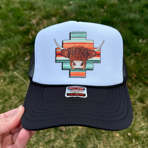 Serape Highland Cow Hat DTF Transfer