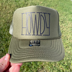Howdy Olive Green - Western Foam Trucker Hat