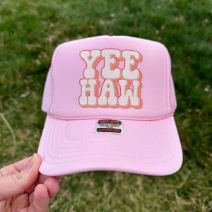 Pink Retro Yee Haw - Western Foam Trucker Hat