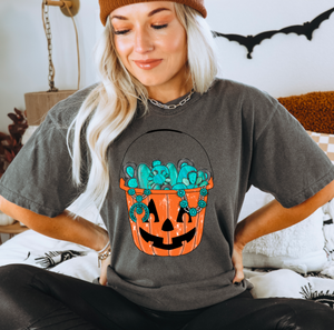 Turquoise Pumpkin Bucket Halloween Shirt