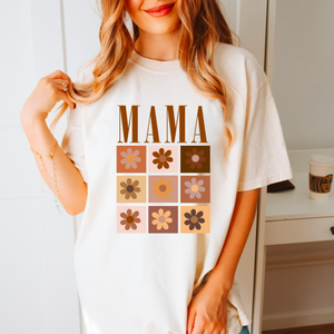 Mama Neutral Retro Flowers Shirt Or Sweatshirt