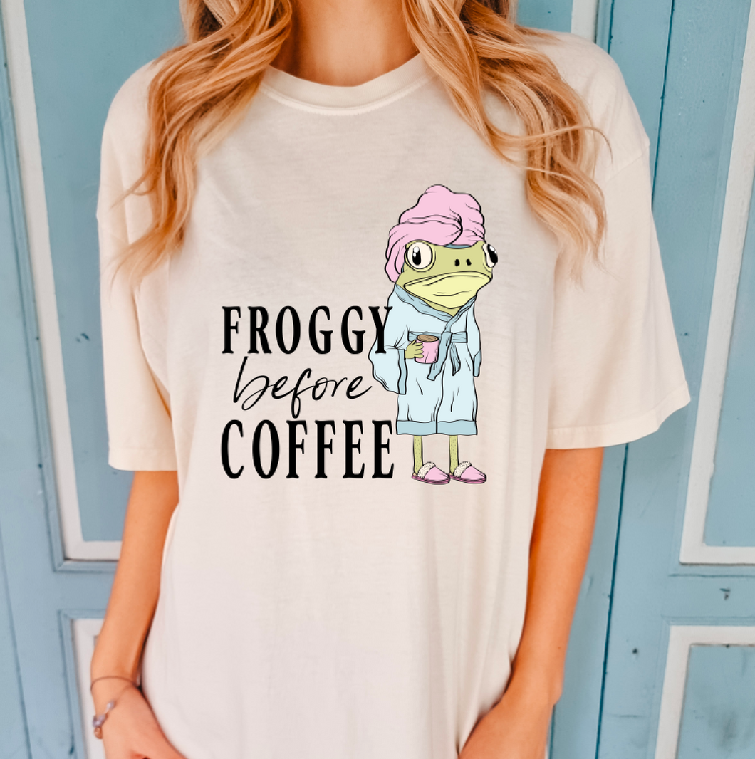 Froggy Before Coffee DTF Transfer