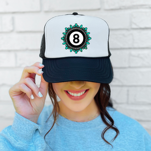 Turquoise 8 Ball - Western Foam Trucker Hat