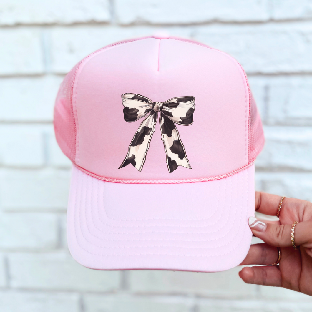 Cow Print Bow - Western Foam Trucker Hat