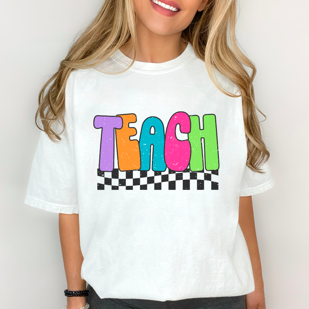 Colorful Teacher Checker Back To School Shirt