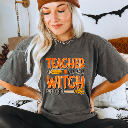 Teacher By Day Witch By Night Halloween DTF Transfer