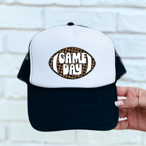 Game Day Football Checker Hat DTF Transfer