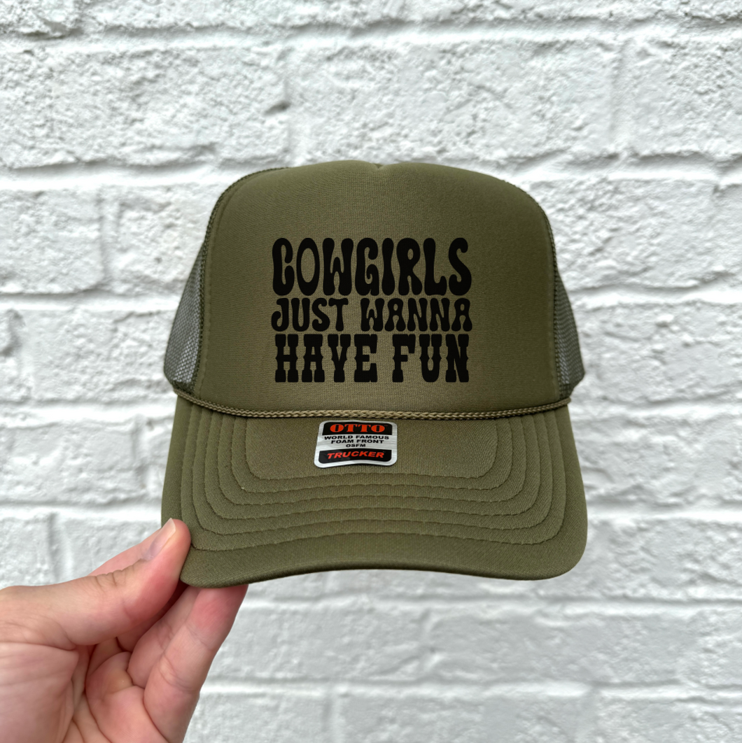 Cowgirls Just Wanna Have Fun Hat DTF Transfer