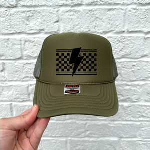 Checker Bolt Hat DTF Transfer