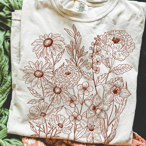 Retro Boho Wildflower Bouquet Floral Shirt