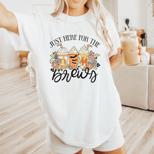 Just Here For The Brews Coffee Fall Halloween Shirt