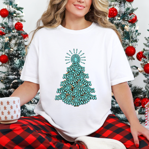 Turquoise Christmas Tree Shirt