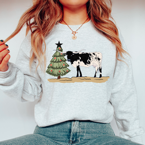 Cow Christmas Tree Shirt Or Sweatshirt