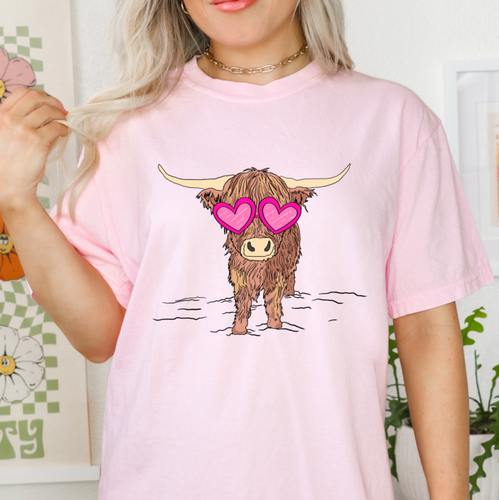 Heart Highland Cow Shirt Or Sweatshirt