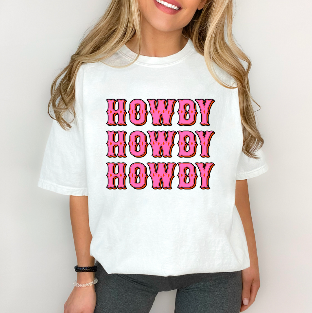 Howdy Pink Shirt Or Sweatshirt