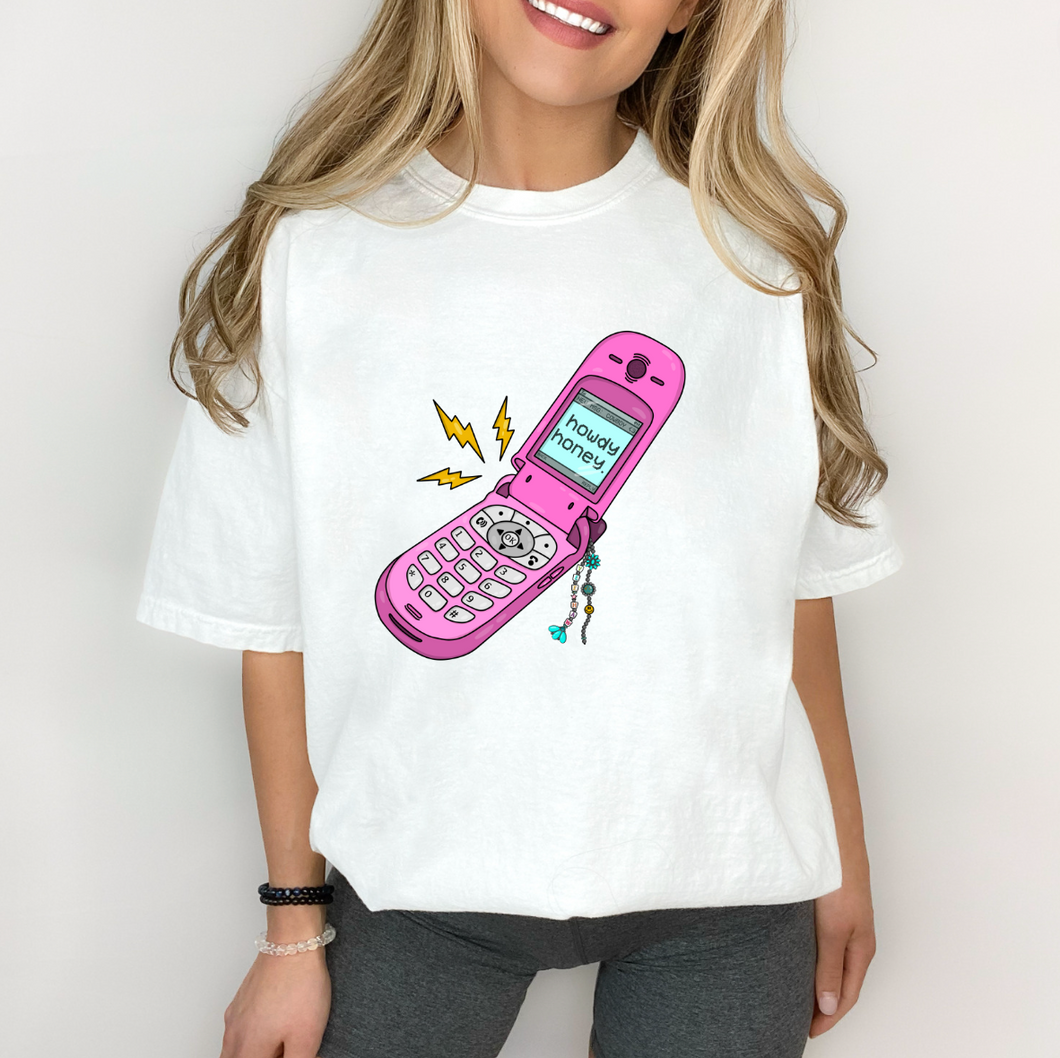 Y2K Howdy Honey Flip Phone Shirt