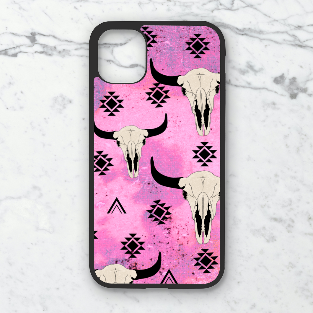 Pink Bull Skull Phone Case **MADE TO ORDER**